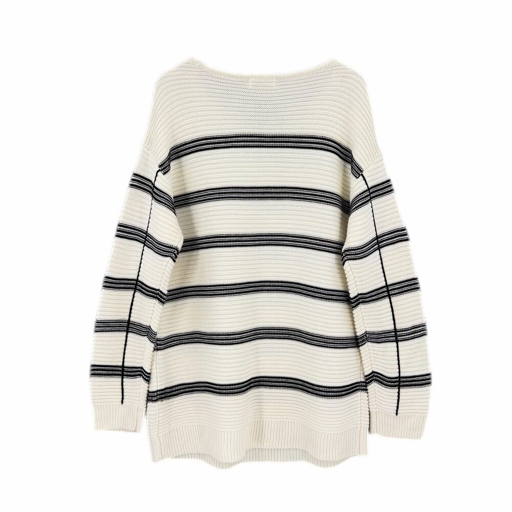Calvin Klein Cream Black Check Plaid Pullover Relaxed Classic Everyday Sweater - Picture 7 of 12